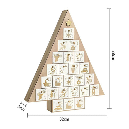 White Christmas Tree Wooden Advent Calendar - DIYION