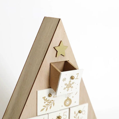 White Christmas Tree Wooden Advent Calendar - DIYION
