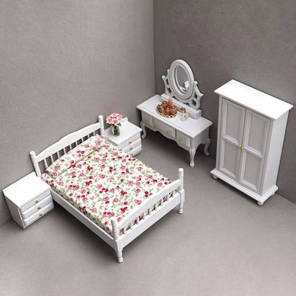 White Miniature Bedroom Set | 1:12 Scale Dollhouse Furniture - DIYION