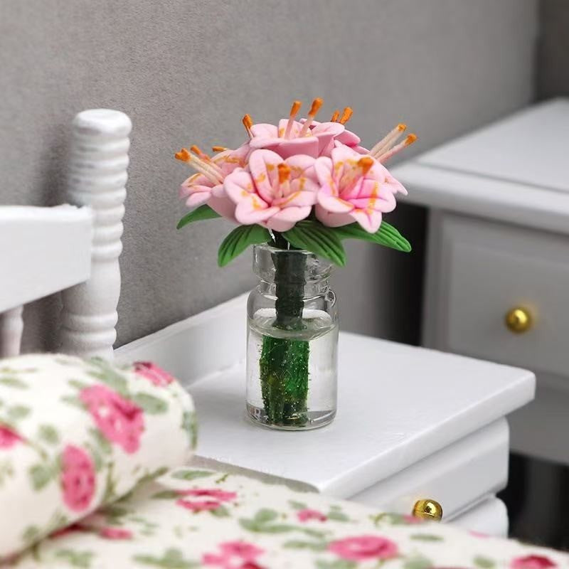 White Miniature Bedroom Set | 1:12 Scale Dollhouse Furniture - DIYION