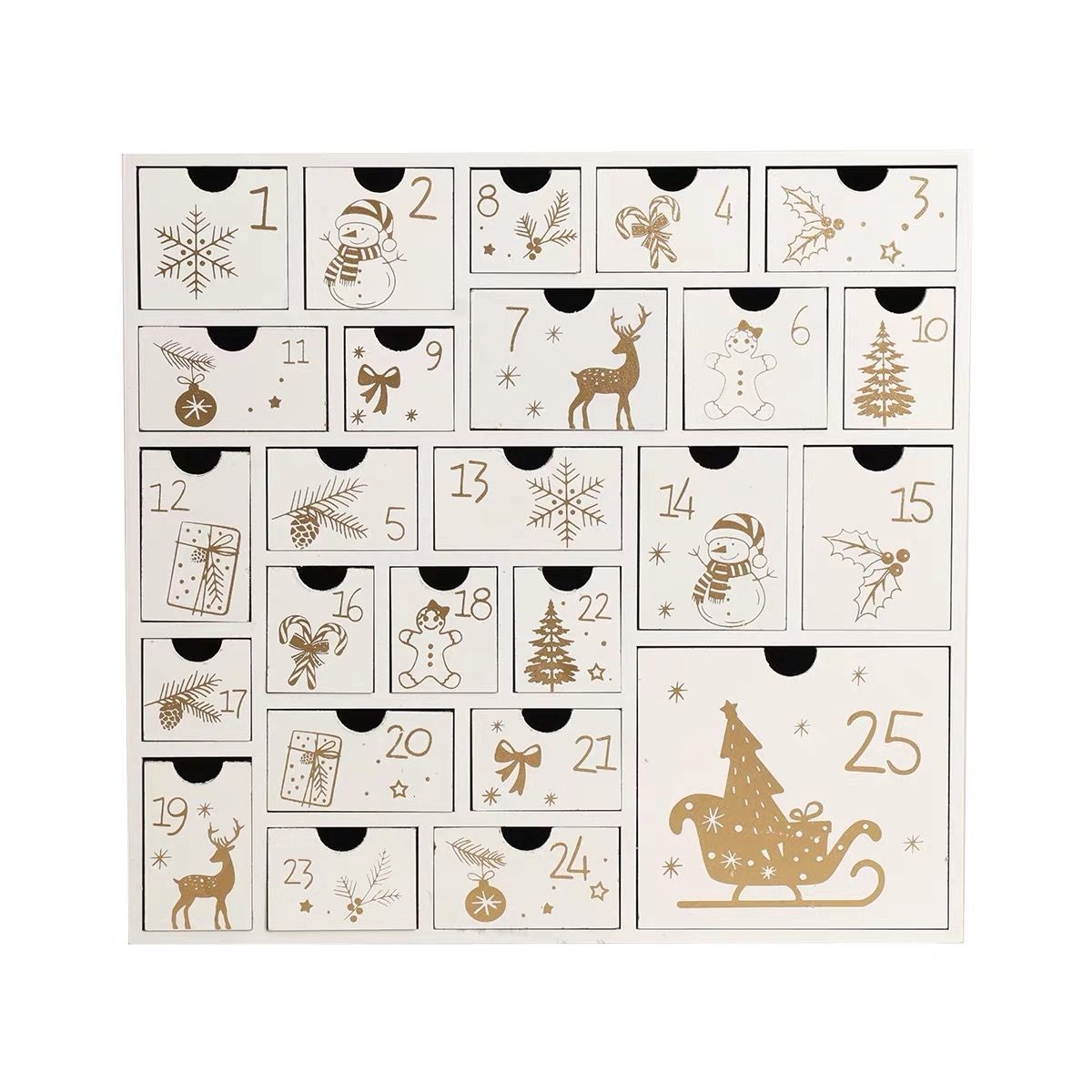 White Wooden Christmas Advent Calendar with 25 Drawers - DIYION