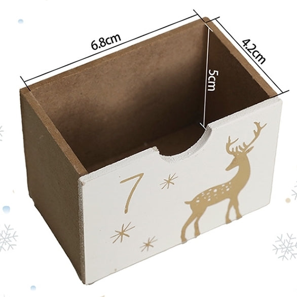 White Wooden Christmas Advent Calendar with 25 Drawers - DIYION