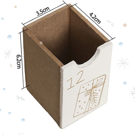 White Wooden Christmas Advent Calendar with 25 Drawers - DIYION