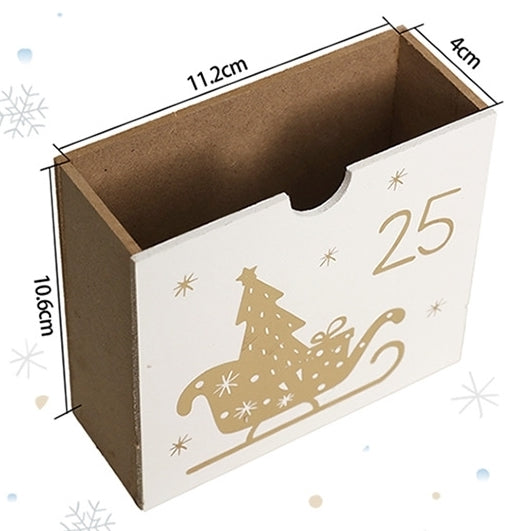 White Wooden Christmas Advent Calendar with 25 Drawers - DIYION