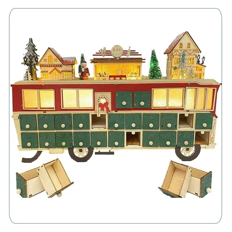 Wooden Bus Christmas Countdown Advent Calendar - DIYION