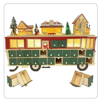 Wooden Bus Christmas Countdown Advent Calendar - DIYION
