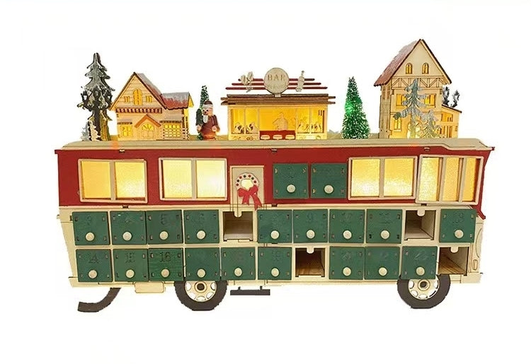Wooden Bus Christmas Countdown Advent Calendar - DIYION