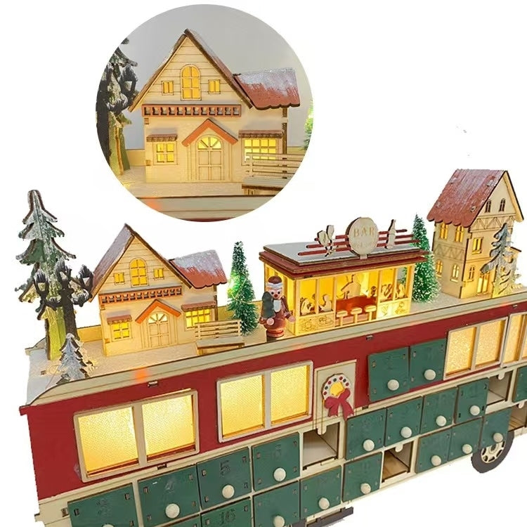 Wooden Bus Christmas Countdown Advent Calendar - DIYION
