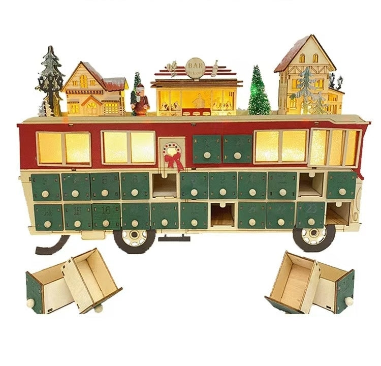 Wooden Bus Christmas Countdown Advent Calendar - DIYION