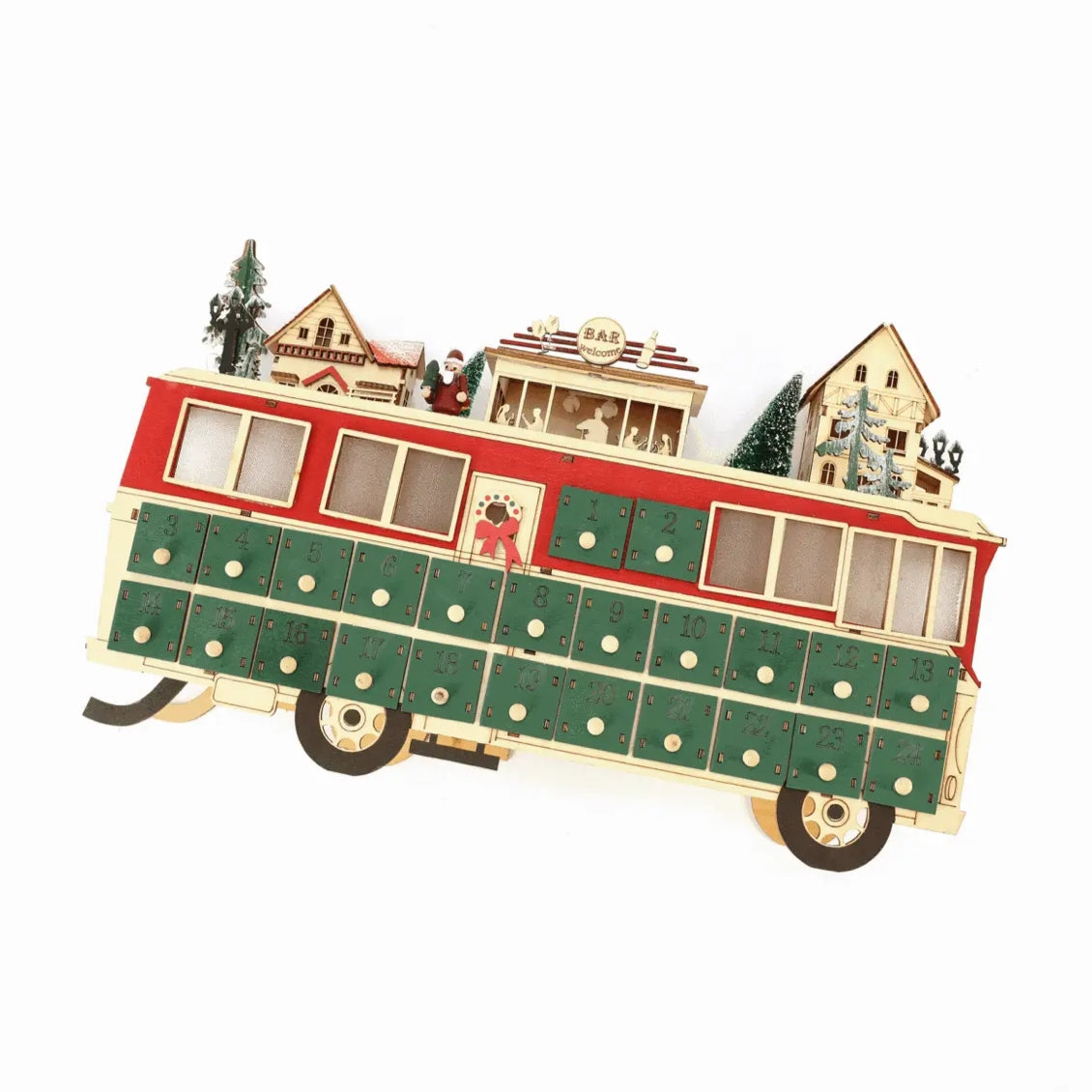 Wooden Bus Christmas Countdown Advent Calendar - DIYION