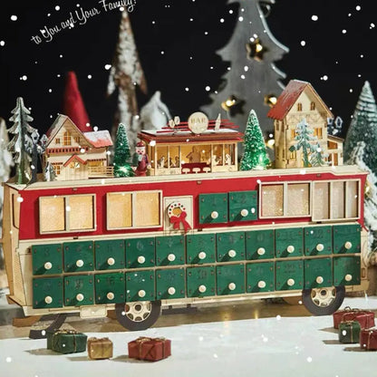 Wooden Bus Christmas Countdown Advent Calendar - DIYION