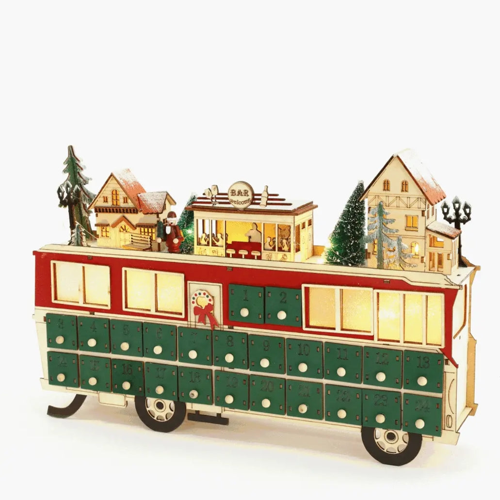 Wooden Bus Christmas Countdown Advent Calendar - DIYION