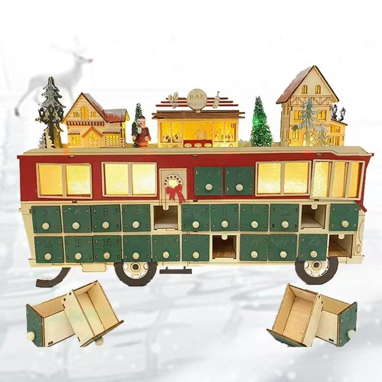 Wooden Bus Christmas Countdown Advent Calendar - DIYION