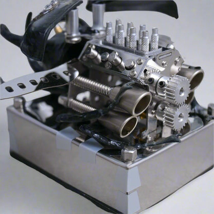 Close-up of a detailed Diyion mechanical model kit DIY assembly engineering educational toy