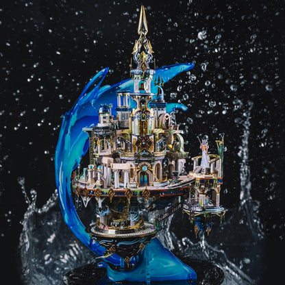 Premium metal puzzle kit with stainless steel pieces and detailed assembly instructions
