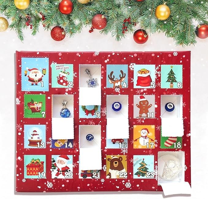 Blue Christmas Advent Calendar DIY Bracelet Set | 24 Days Countdown - DIYION