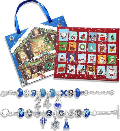 Blue Christmas Advent Calendar DIY Bracelet Set | 24 Days Countdown - DIYION