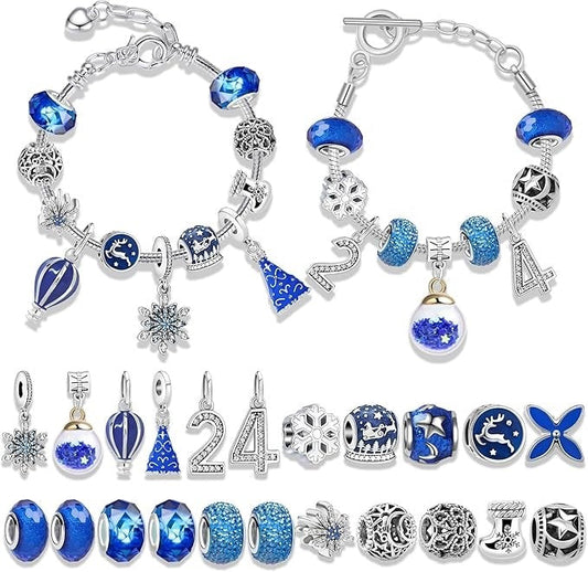 Blue Christmas Advent Calendar DIY Bracelet Set | 24 Days Countdown - DIYION