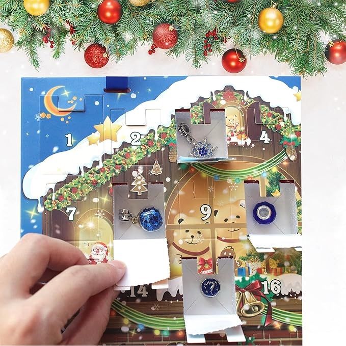Blue Christmas Advent Calendar DIY Bracelet Set | 24 Days Countdown - DIYION