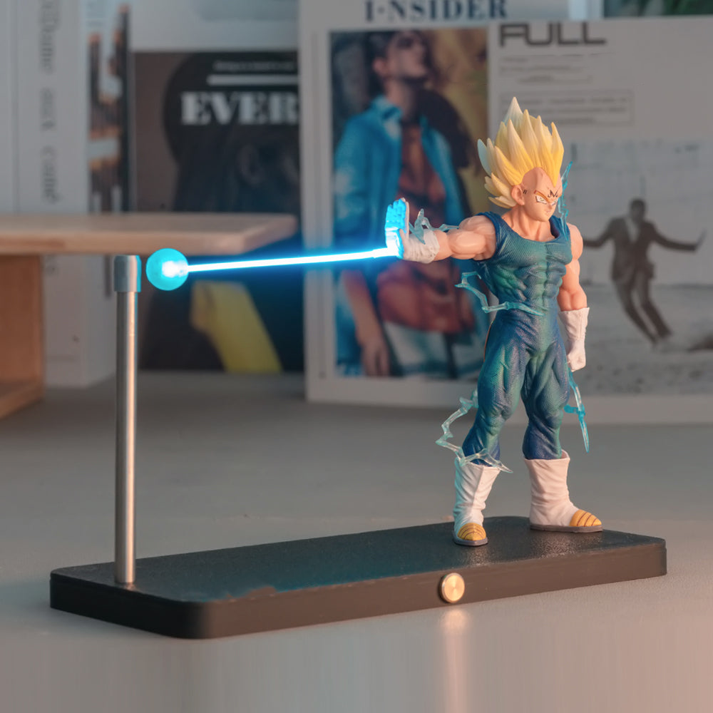 USB powered Diyion Vegeta light figurine for a gaming desk with a levitating energy beam