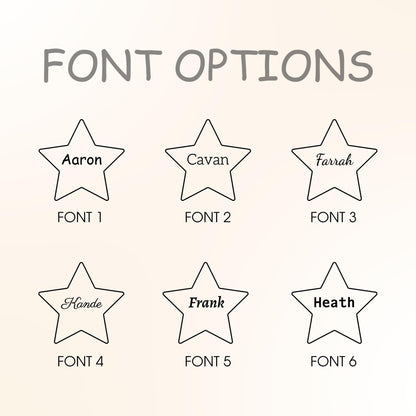 Custom name font options for personalized wooden pacifier clip, engraved dummy clip keepsake for newborn baby gift