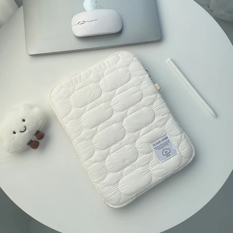 Cloud Quilted Tablet Sleeve — Ivory