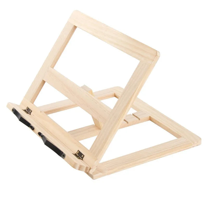 Adjustable Wooden Book Stand with Metal Page Clips
