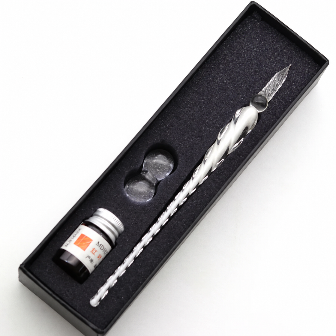 Glass Dip Pen Gift Set — Clear Spiral