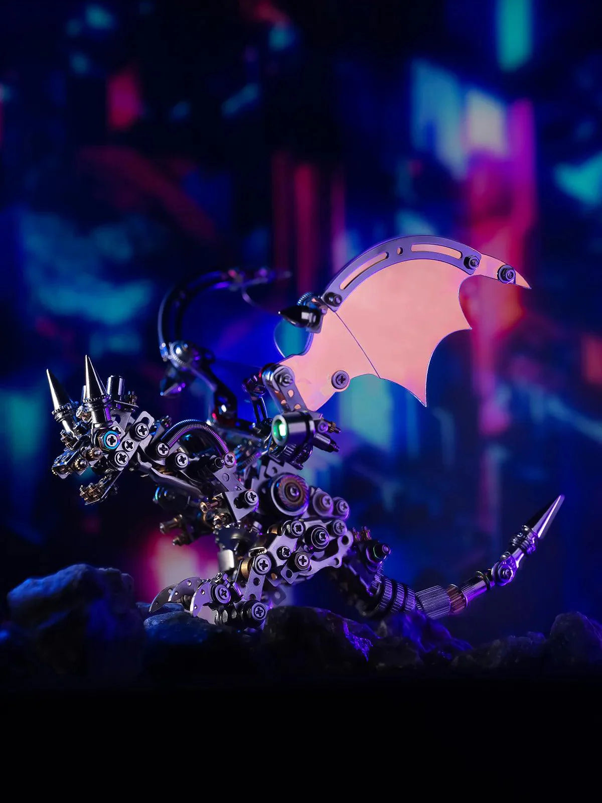 Diyion mechanical flying dragon 3D metal puzzle kit with articulated wings and 630 pieces