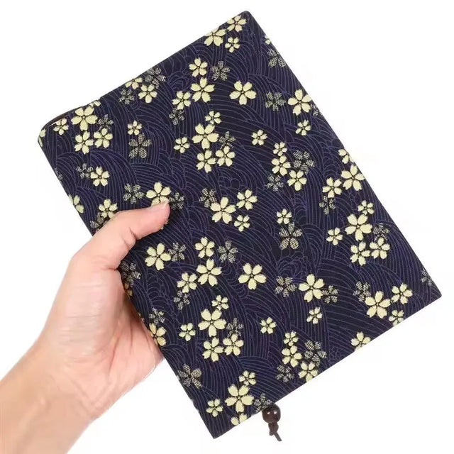 Floral Fabric Book Cover with Cord Closure