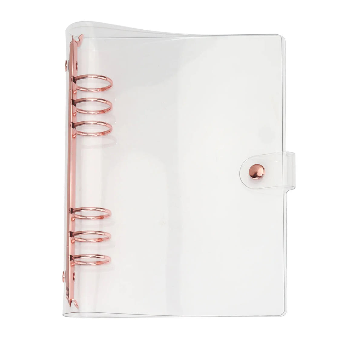 Clear A5 Six-Ring Binder Cover with Snap Closure