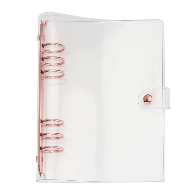 Clear A5 Six-Ring Binder Cover with Snap Closure