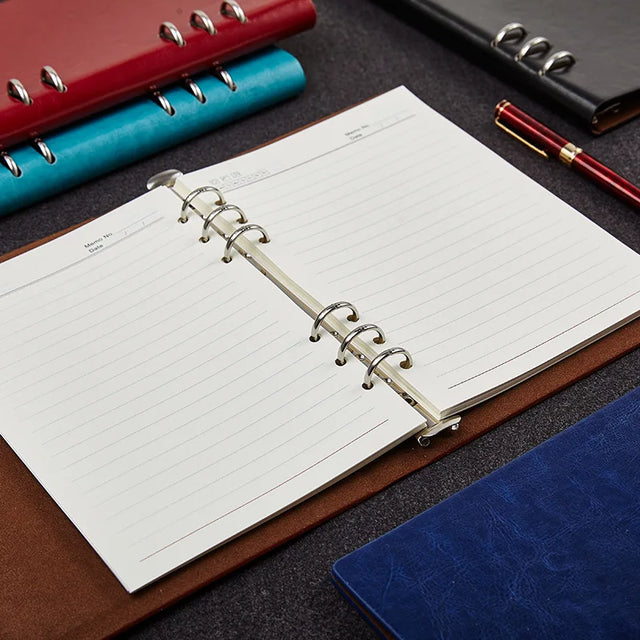 A5 Six-Ring Refillable Notebook — Chestnut