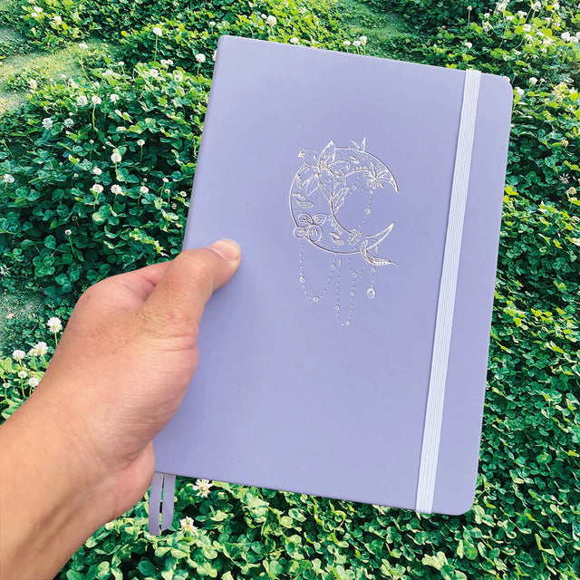 Lavender Dotted Journal — Moon or Butterfly