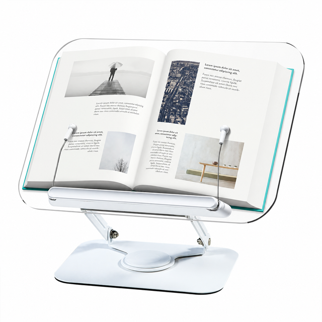 Adjustable Acrylic Book Stand with Rotating Base