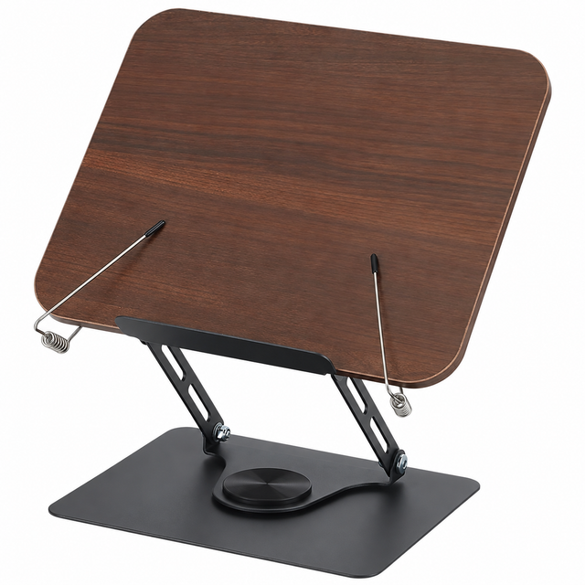 Adjustable Rotating Book Stand — Walnut Brown