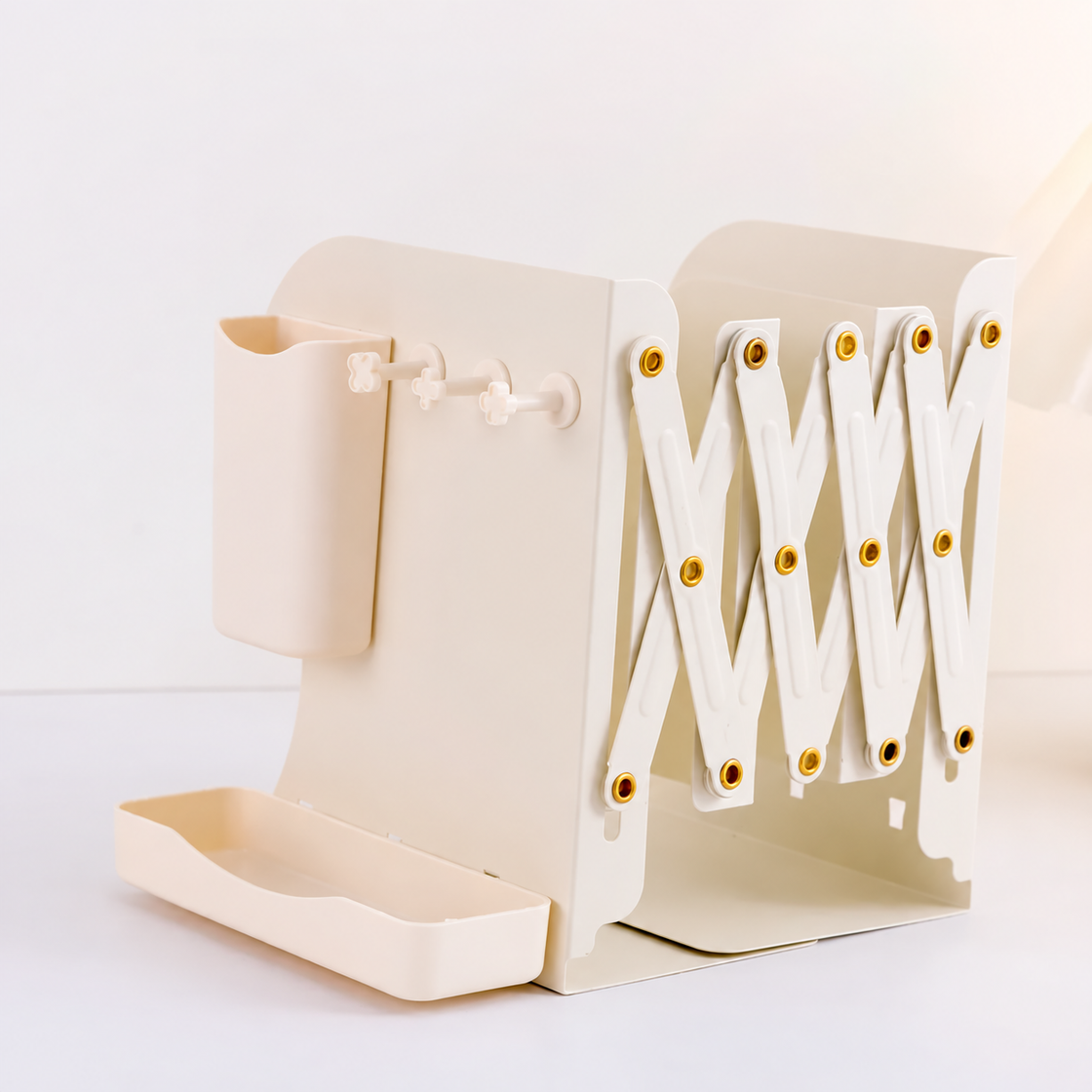 Expandable Desktop Book Organizer with Pen Cup