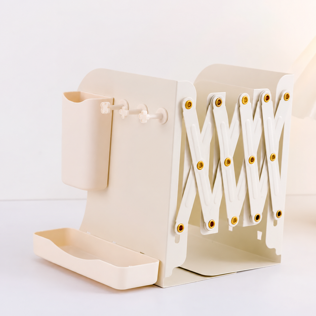 Expandable Desktop Book Organizer with Pen Cup