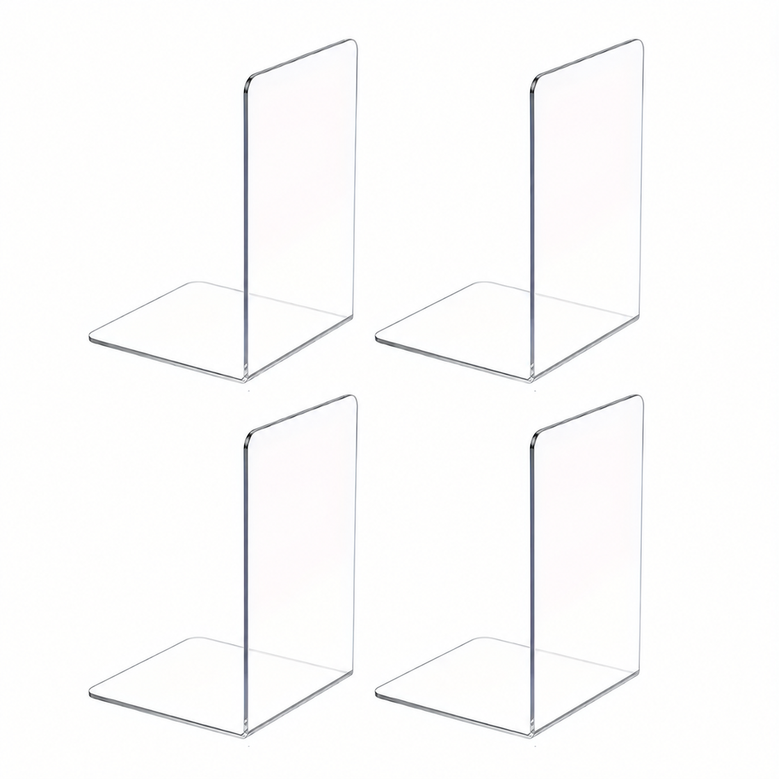 Clear Acrylic Bookends — 4 or 8 Pieces