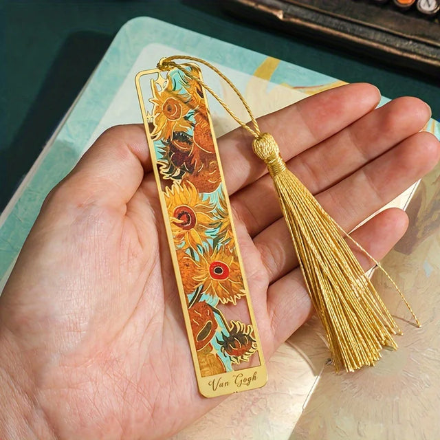 Metal Bookmark with Tassel — Sunflower or Water Lily
