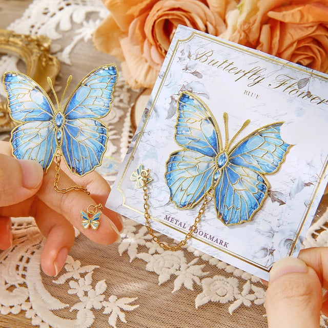 Butterfly Metal Bookmark with Chain Charm
