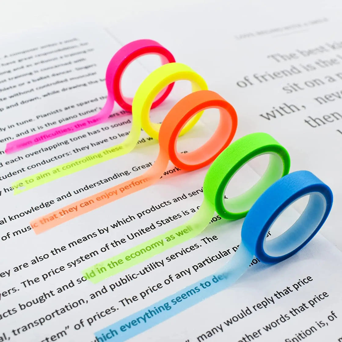 Transparent Highlighter Tape — Sets of 5 or 10