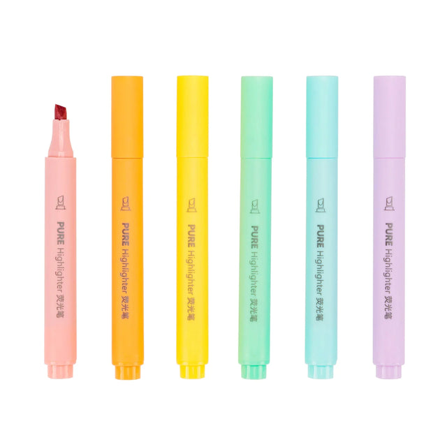 Compact Pastel Highlighters — Set of 6