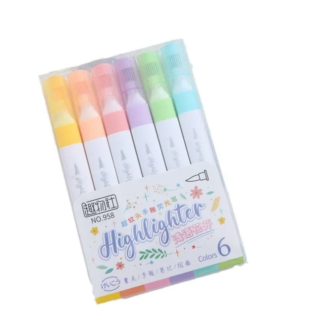 Brush-Tip Pastel Highlighters — Set of 6