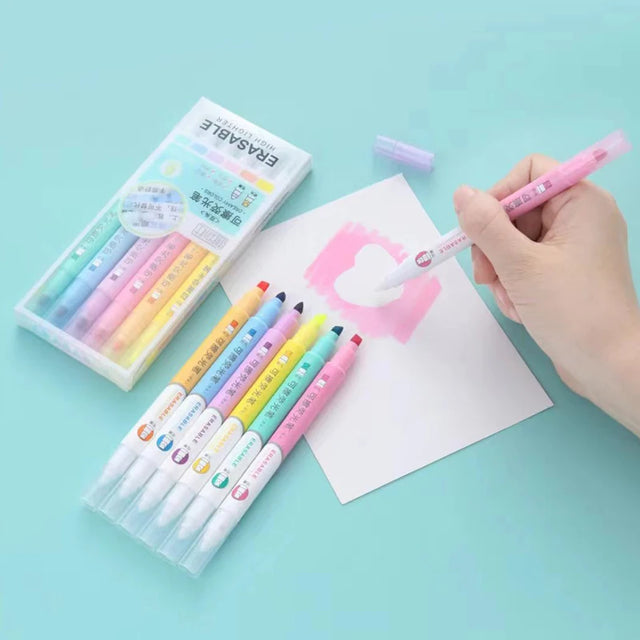 Erasable Highlighters with Correction Tips — Set of 6