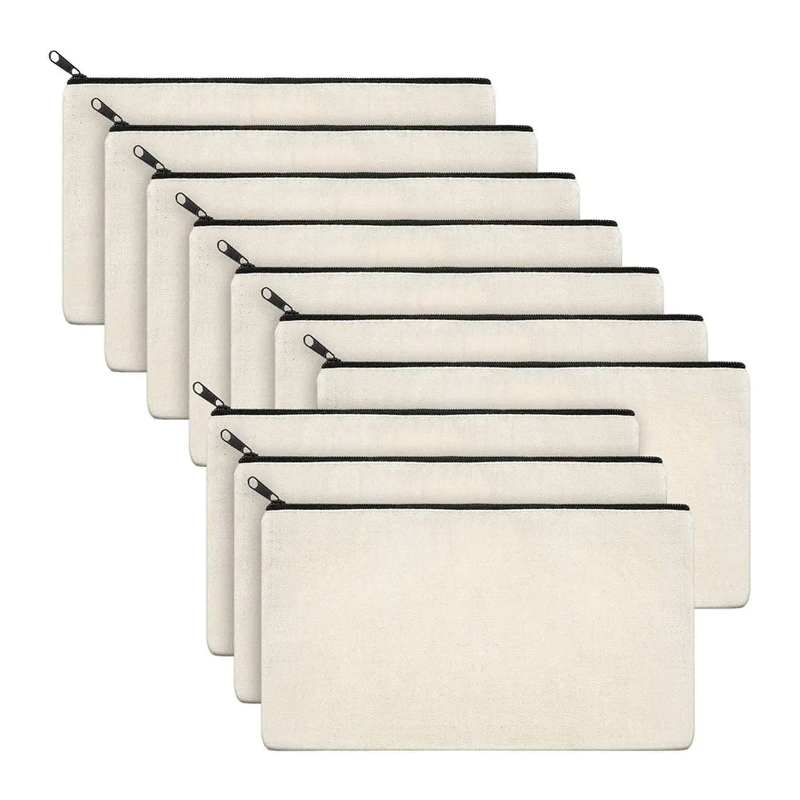 Unbedruckte Canvas-Federmäppchen – 10er-Set