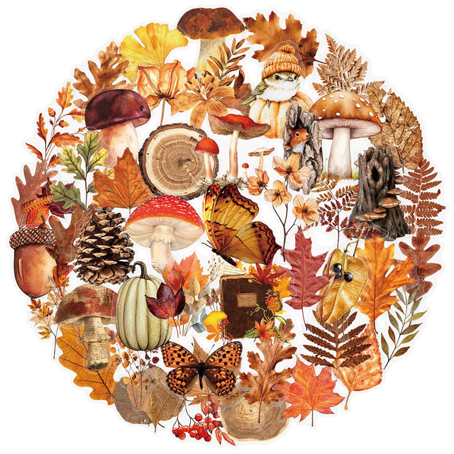 Autumn Forest Journal Stickers — Set of 50