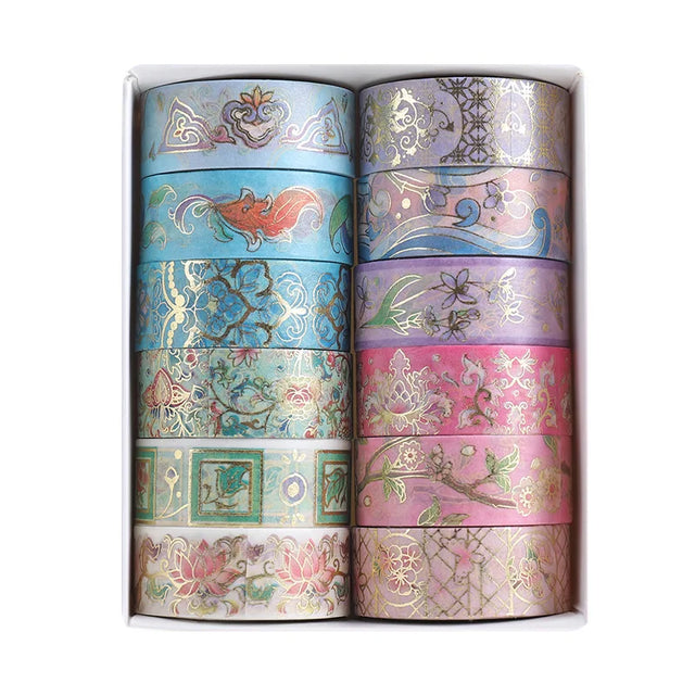 Floral Washi Tape Set — Blooming Garden, 12 Rolls