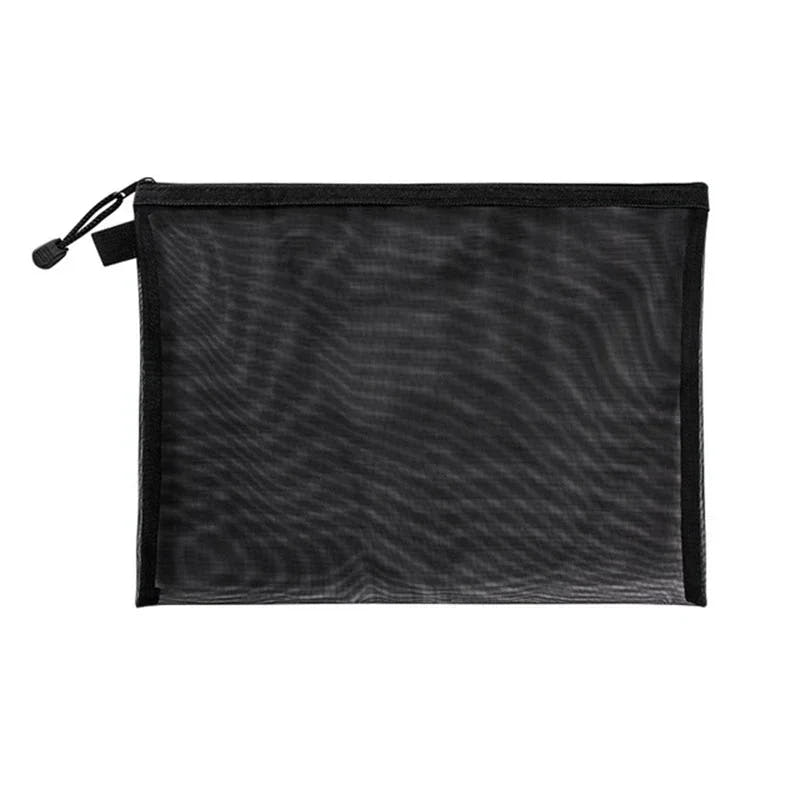 Black Mesh Zipper Pouch — Small or Medium