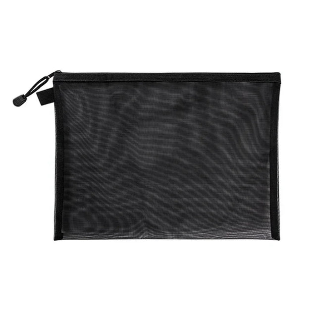 Black Mesh Zipper Pouch — Small or Medium